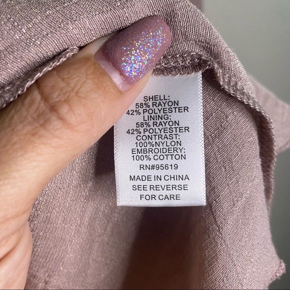 NWT Boho Mauve FLOWY 3/4 Sleeve Lace and linen Peasant Blouse Large Studio JPR - Picture 6 of 16